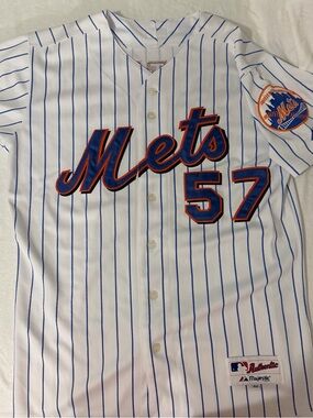 Majestic Mets White Pinstripe Jersey - Johan Santana  #57